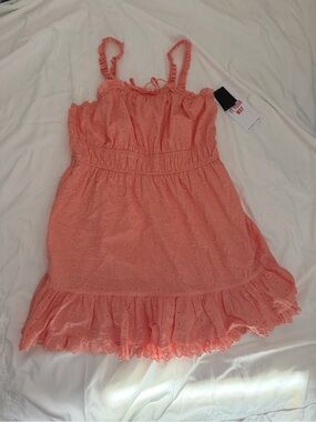 Celebrity Pink Coral Eyelet Ruffle Sundress